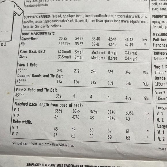 Vintage Simplicity Sewing Pattern 9319 Unisex Kimono Robe Two Lengths OS u - Picture 4 of 4